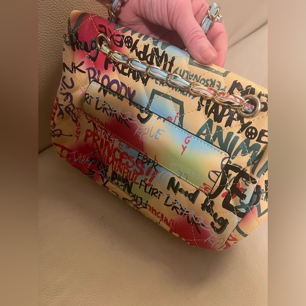DKNY Paige Quilted Graffiti Crossbody Purse - Picture 14 of 16